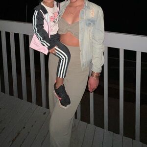 Olive Green 2 Piece Set | High Waisted Wide Leg Pants + Tie Front Crop Top